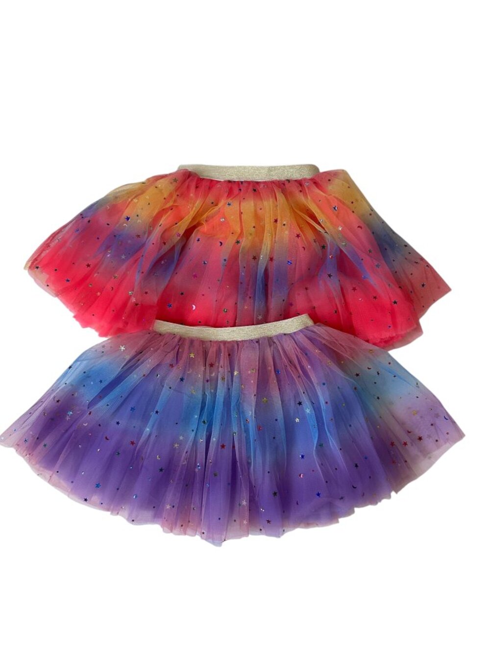 Girls Ombre Sparkle Tulle Tutu Skirts – Set of 2 – Sunset & Galaxy – Size Small